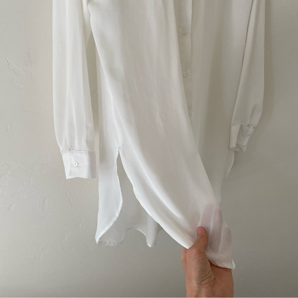 Como Vintage Sheer Long White Button Down Size Small - Picture 5 of 11